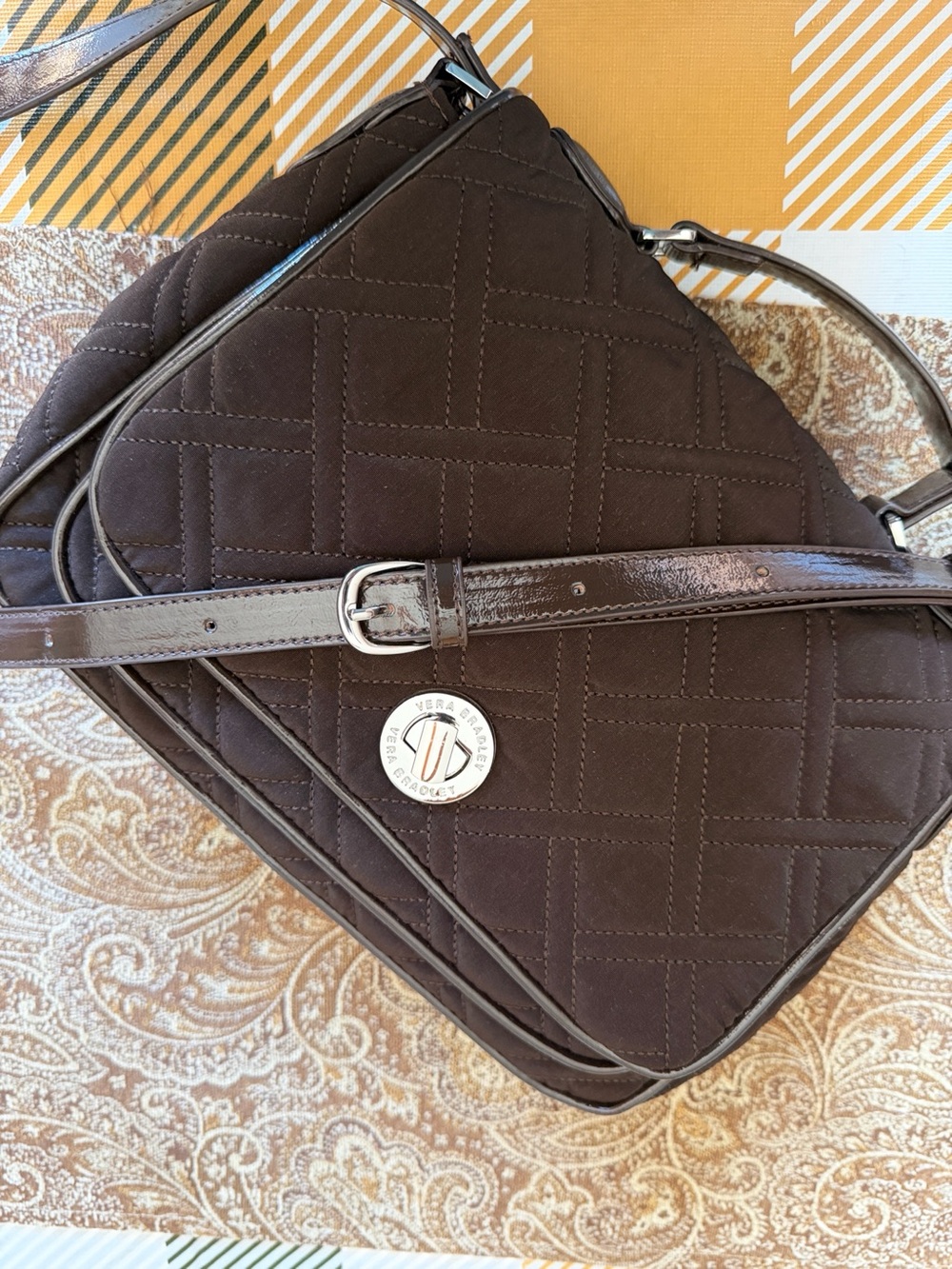 NWT Vera Bradley Turnlock Crossbody Espresso Deep Brown